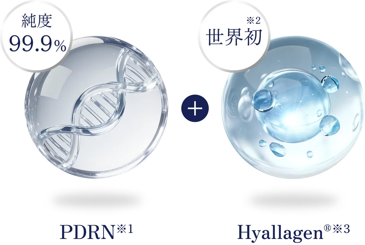 純度※99.9% PDRN※1 ＋ 世界初※2 Hyallagen®※3